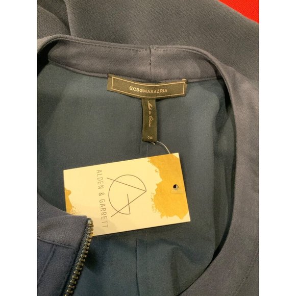 BCBG Max Azria Navy Blue Full Zip "Kammy” Pleated Dress, Size 8 - Picture 7 of 7